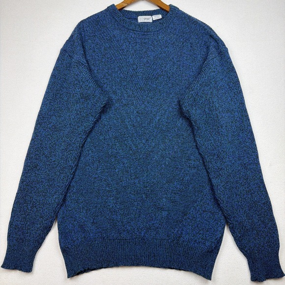 CC Sport Other - VTG CC SPORT Marled Crewneck Sweater Mens L-Tall Chevron-Style Front Wool Blend
